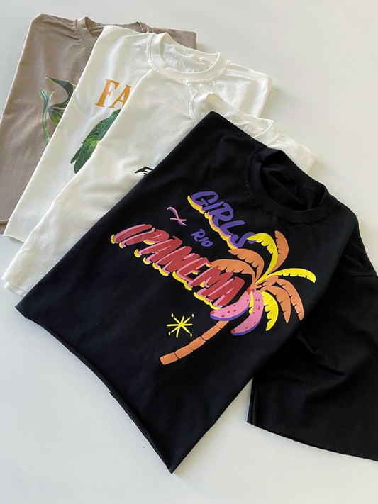 Cropped T-Shirt Oversized Estampada