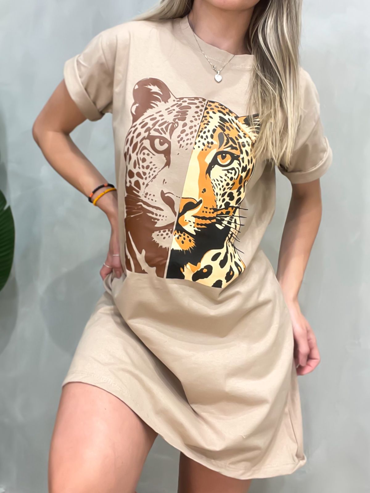 Camisão Vestido Estampado Onça