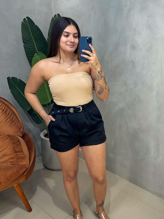 Blusa em Ribana Sem Alça com Bojo