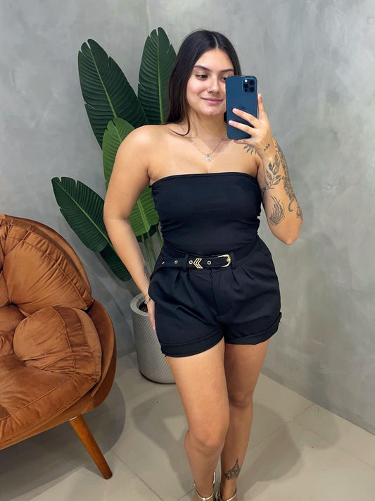 Blusa em Ribana Sem Alça com Bojo