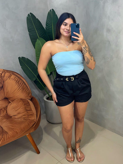 Blusa em Ribana Sem Alça com Bojo