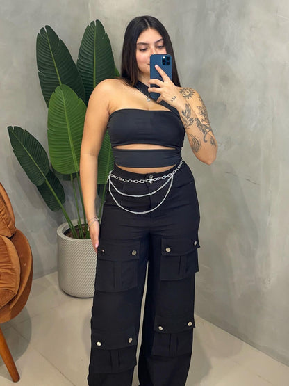 Cropped em Suplex Alça Transpassada com Recorte