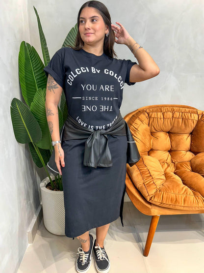 Camisão Vestido Midi Estampado